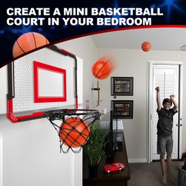TOY Life Basketball Hoop Indoor Basketball Hoop for Kids Over The Door Basketball Hoop Room Office Mini Hoop Basketball Hoop Indoor Kids Teens Adults Basketball Toy Basketball Goal with 4 Balls