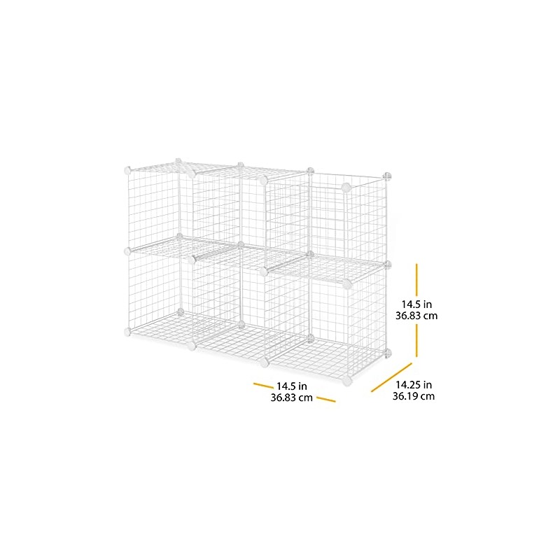 Whitmor Storage Cubes - Stackable Interlocking Wire Shelves - White