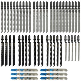 TRUEIN 52-Piece Professional Jigsaw Blades Set, Saw Blades Jigsaw, 10 Models, T-Shank Saw Blades Reciprocating Saw, Saw Blade Jigsaw with Plastic Box, Jigsaw Blade for Wood and Metal