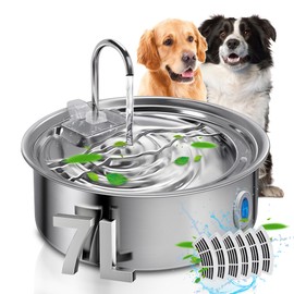 Dog Water Fountain for Large Dogs,7L/236oz/1.8G Stainless Steel Pet Water Dispenser with 6 Filters and Ultra Quiet Pump for Dogs Cats Multi-Pet Home,Automatic Filtered Pet Water Fountain