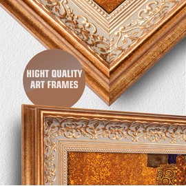 The Lady in Gold by Gustav Klimt.Framed Size:24.5 x 20.5 inches,Image Size:20x16 inches,Vintage Pattern Gold Frame The World Classic Art Reproductions, Giclee Canvas Prints Wall Art for Home Décor