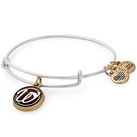 Alex and Ani Women's Initial W II Bangle Two Tone Bracelet, Rafaelian Silver