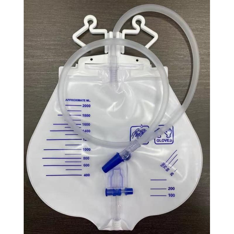 Lifevv 2 Pack 2000ml Urinary Drainage Bag with Anti-Reflux Chamber,Needless