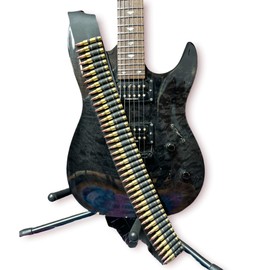 Funk Plus Bullet Guitar Strap Brass Shell 100% Leather Thrash Metal USA Made Bass Rock Strap