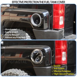 Gas Cap Fuel Filler Door Cover Compatible with Hummer H3 2005-2009, ABS Fuel Tank Cap Trim, Exterior Fuel Tank Cap Protector Trim Accessories (Bright Silver)