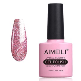 AIMEILI Semi-permanent Manicure Nail Polish Soak Off UV LED Gel Nail Polish - Pink Multiflora (127) 10ml