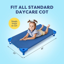 Comfyanno Cot Sheets for Daycare Toddler Size - 23" x 40" - 2 Pack - Soft & Comfortable Brushed Microfiber - Fitted Cot Sheet Cover - for Daycare/Preschool Kids, Boy/Girls Nap Time - Navy Blue