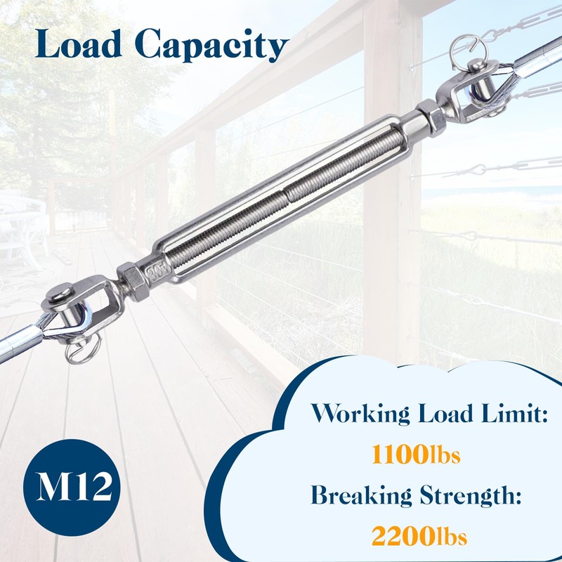 Jaw & Jaw Turnbuckle, Sunxer Tool Turnbuckles 304 Stainless Steel