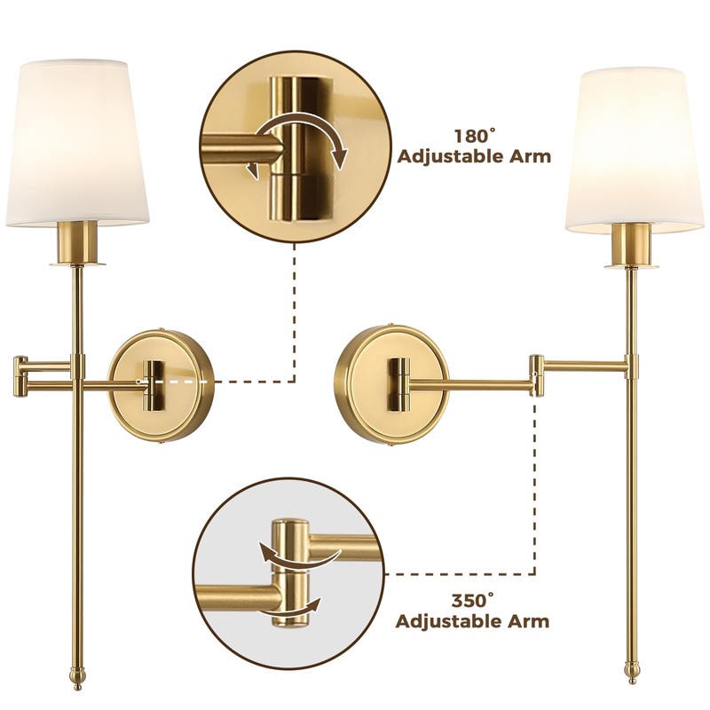 Bicrink Battery Operated Wall Sconces Set of 2, Wireless Rechargeable