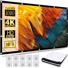 TPOUIDD Visualización de Proyector de 120 Pulgadas, 16:9 HD Pantalla de Proyector Portátil, Antiarrugas y Plegable，Adecuada para Exteriores, Interiores, Campamentos y Cine en Casa (120 Pulgadas)