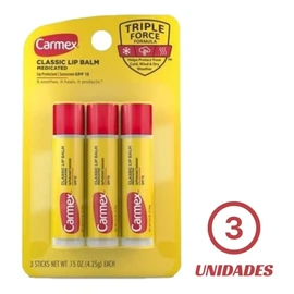 3 Hidratante Carmex Lip Balm Protetor Labial Basto Fps15kit