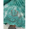 Divastyletextiles Aqua Beaded Lace Fabric by the Yard Floral Embroidery