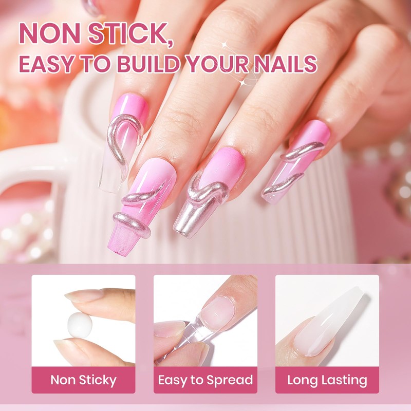 SUPWEE 3PCS Non-Stick Hand Hard Solid Builder Gel for Nail