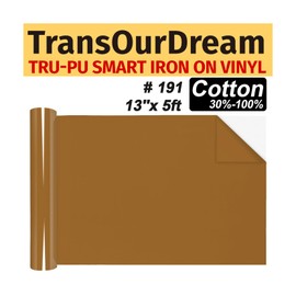 TransOurDream Tru-PU Smart Iron On Vinyl for Maker 3, Explore 3, Air 2, Cameo,Matte Warm Brown 13'' x 5ft HTV Vinyl Roll for T-Shirts, Iron on Vinyl for Shirts, Thinner, Soft, Sticky