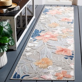 SAFAVIEH Cabana Collection Runner Rug - 2' x 10', Grey & Rust, Indoor/Outdoor, Waterproof & Easy Cleaning, Ideal for Patio, Backyard, Mudroom (CBN454G-210)