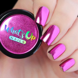 Whats Up Nails - Polvo de cromo fucsia para uñas de espejo                                                                                            