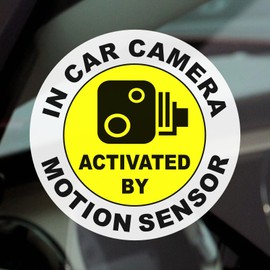 1 x C36 Sticker in Car Camera Recording Activated by Motion Sensor Window CCTV Security Signs Round Warning Dash Cam Taxi Notice 100mm (Inside Window to Face Outwards *Not for Tinted Windows*)