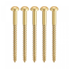 sourcing map Pack of 20 Wood Screws M4 x 60 mm Slotted Round Head Brass Tapping Screw