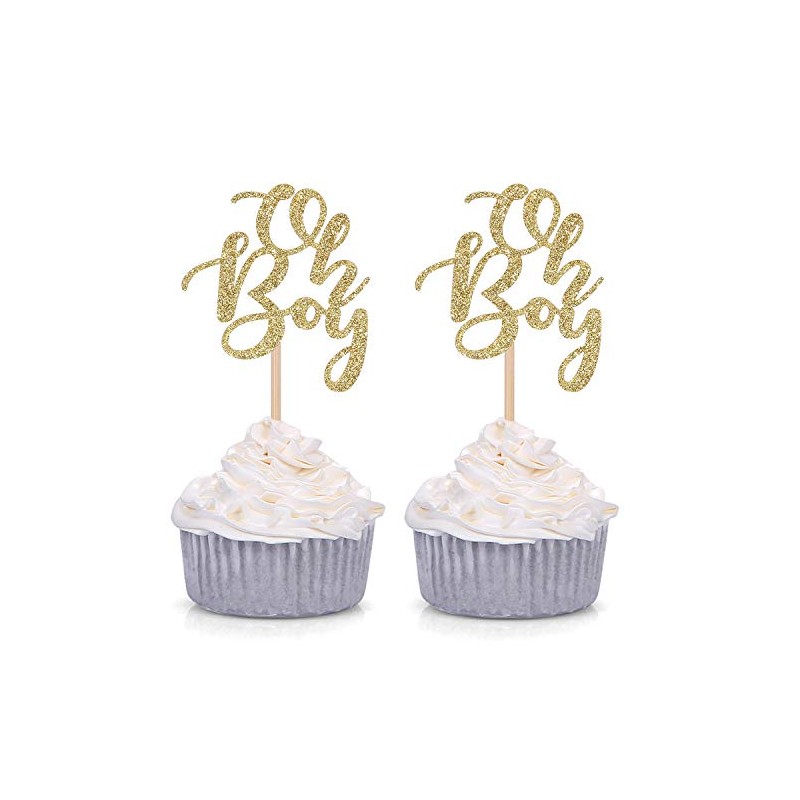 Giuffi Set of 24 Golden Oh Boy Cupcake Toppers Party