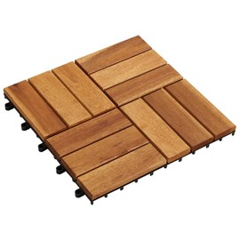 LJLB Acacia Hardwood Decking Tiles for Outdoor Serenity, Easy to Assemble Interlocking Design, Gardens, Terraces, and Balconies, Set of 20