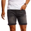 Leif Nelson LN1397 Men's Denim Shorts - Black , size: