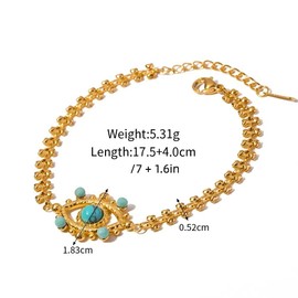CANYEN® Evil Eyes Bracelet, 18k Gold Plated Devil Eye Bracelets For Women, Non Tarnish Link Chain Turquoise Bracelets, Women's Dainty Eye Charm Hand Chain, Cute Energy Protection Accessories