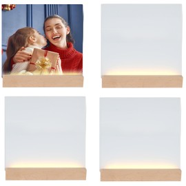 WANZELONYO Sublimate Blank Night Light 8X8 Inch 4 PCS LED Glass Photo Frames Panels
