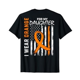 I Wear Orange For My Daughter MS Awareness Flag Back Graphic T-Shirt