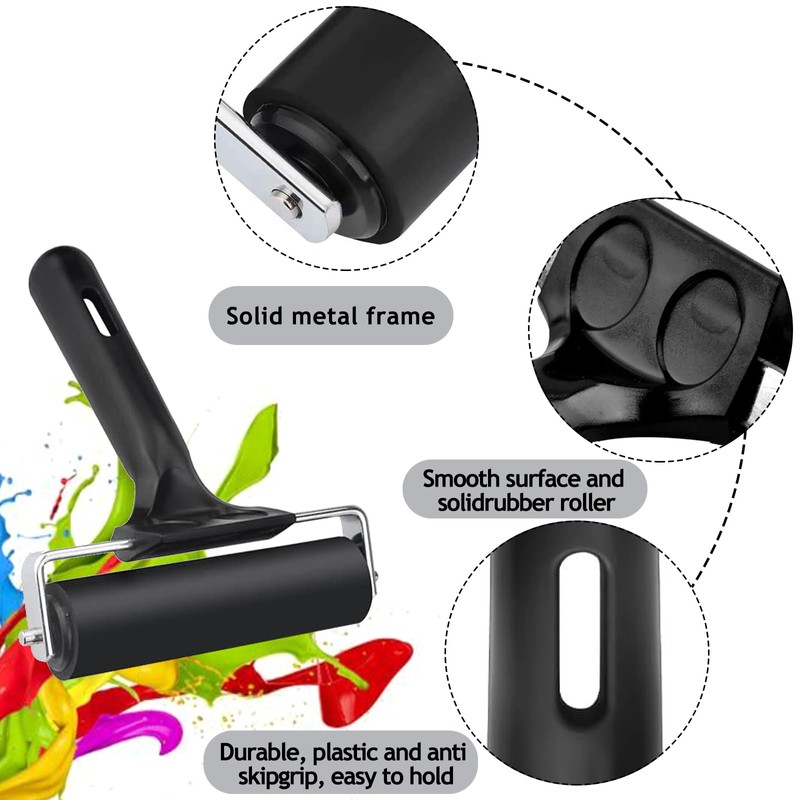 Rubber Roller, 3 PCS Printing Ink Roller Brayer Roller for