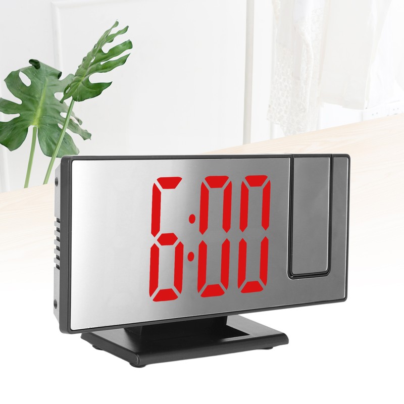 Projection Digital Alarm Clock USB Charging Automatic Dimming LED Mirror