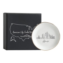 COLLECTIVE HOME - Skyline Jewelry Dish, Ceramic Trinket Dish, Landscape Jewelry Tray, Decorative City View Plate for Rings Earrings Necklaces Bracelet Watch Keys (Atlanta)
