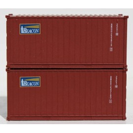 JTC N Scale JTC 205323 Beacon Leasing 20' Std Height Containers with Magnetic System