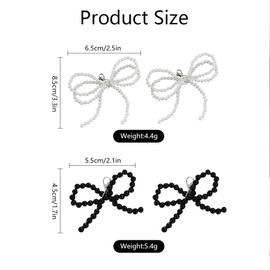FFWTPY 2 Pairs Shoe Jewellery Women's Beads and Bow Shoe Clips DIY Shoelaces Pendant Removable Shoe Buckles Shoe Buckles Shoe Accessories, One size, Pearl, Pearl