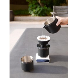Normcore Travel Pour Over Set, Portable Pour Over Coffee Maker Set, Single Cup Travel Coffee Dripper, Use V60 and Wave Filter Paper Coffee Maker, 304 Stainless Steel, Matte Black Coating