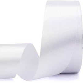 Nsilu 1-1/2 inch, White Ribbon for Gift Wrapping 50 Yards Perfect Wedding Party Wreath Sewing DIY Hair Accessories Decoration Floral Hair Balloons Other Projects