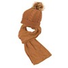 Women Cable Knit Beanie Winter Pompom Hat Scarf 2 Pcs