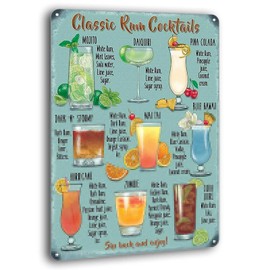 BAYABU Metal Signs Rum Cocktail Recipe Vintage Tin Sign Bar Club Man Cave Wall Decor 8 x 12 inches