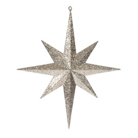 Vickerman M167548 Plastic Iridescent Glitter Bethlehem Star, 15.75", Sand Gold