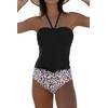 Beachsissi Women's Halter Leopard Print Two Piece Swimwear High Waist