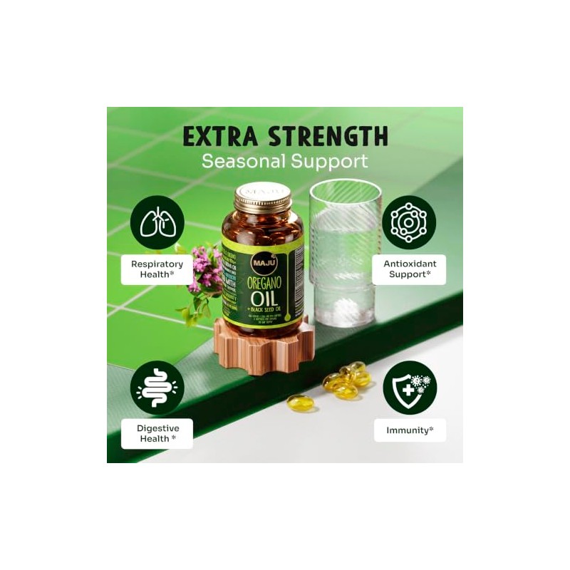 Maju Superfoods Cápsulas de orégano MAJU con aceite de semilla
