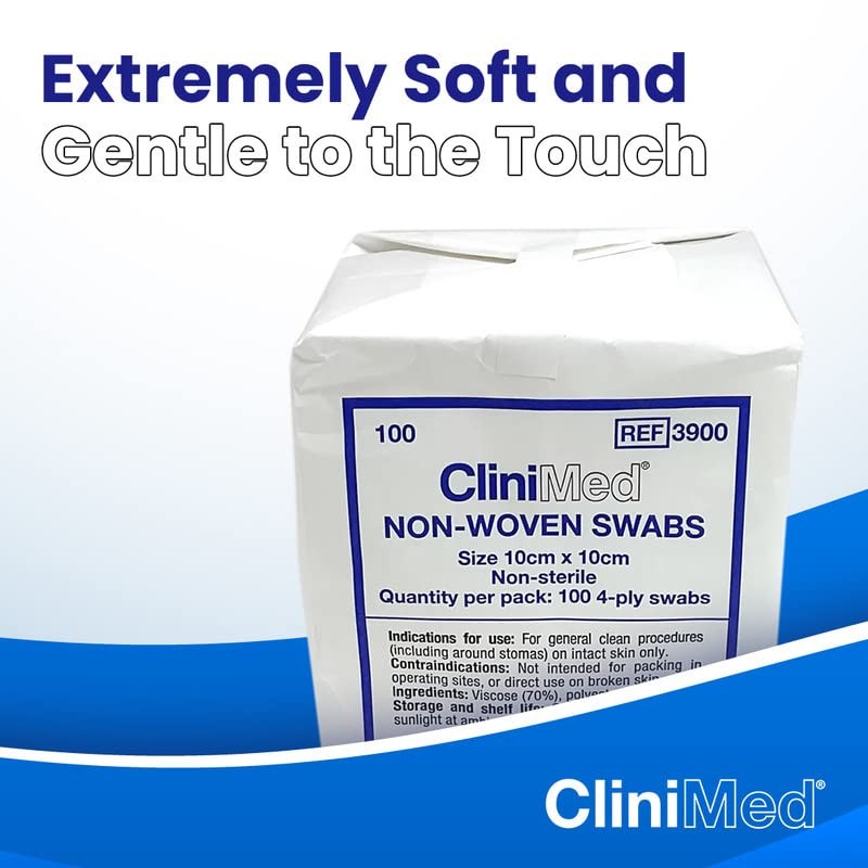 CliniMed Non-woven swabs 10cm x 10cm non-sterile, non-woven 4-ply swabs
