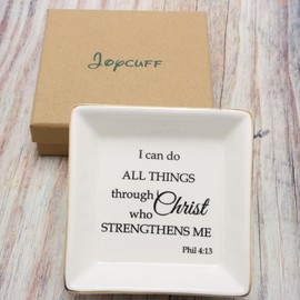 JoycuFF Christian Gifts for Women Holder Trinket Dishes Sister Birthday Christmas Gift Jewelry Tray for Earrings Necklace Bracelet I Can Do all Things Through Christ Who Strengthens Me Phil 4:13