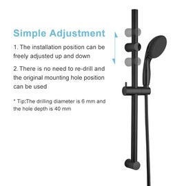 OFFO Shower Slide Bar 28 in Adjustable Installation Distance 19-27 in with 360° Adjustable Handheld Shower Head Holder for Bathroom, Screw Wall Mounted, Matte Black