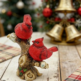Gishima Cardinal Bird Figurine Red Cardinal Bird Perched on a Branch Decorative Figurine Cardinal Bird Decor and Gifts
