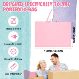 Abbylike 48 x 36 Inch Art Portfolio Bag Large Size Art Supply Bag with Nylon Shoulder Poster Board Storage Bag Waterproof Poster Carrying Case Tote Painting Sketch Bag for Art Work(Pink, 1 Pcs)