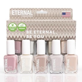 Eternal Colección – Juego de 5 piezas: Larga duración, secado rápido, esmalte de uñas de brillo espejo – endurecedor, acabado brillante y brillante – 