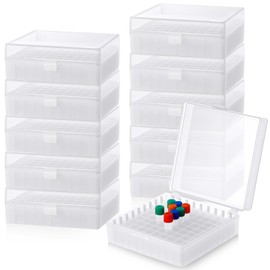 Kingdder 10 Pack 100 Well Centrifuge Tube Cryogenic Storage Box with Snap Clasp Polypropylene Freezer Box Microtube Holder Rack with Lid Fit 0.5/1.5/2.0 ml Microcentrifuge Tubes Vials (White)