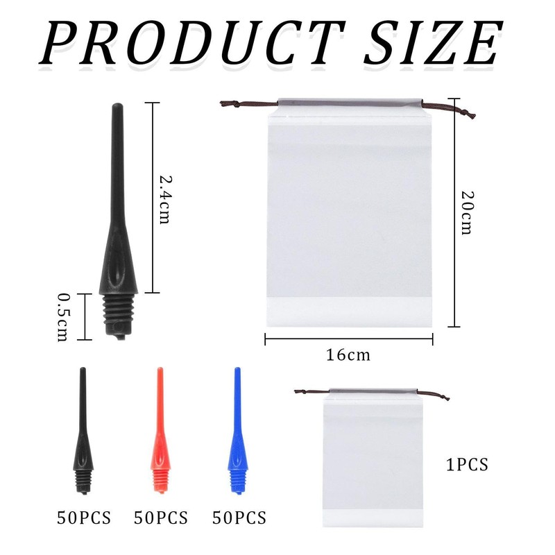 YSJCHEBS Pack of 150 Plastic Dart Tips and 1 Storage