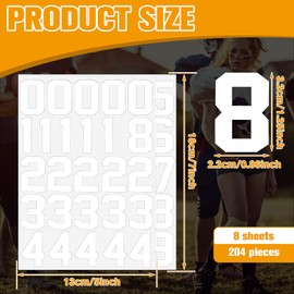 204 Pieces Sports Helmet Numbers Sticker, Hockey Helmet Stickers 1.25 Inch Vinyl Helmet Numbers Decals Self Adhesive Hockey Helmet Stickers for Baseball Hockey Football Lacrosse Batting