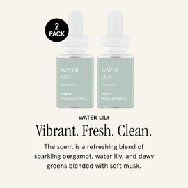 Pura Malodor Refill - Smart Home Air Diffuser Fragrance Refill - Up to 120-Hours of Premium Fragrance per Refill - Clean Diffuser Fragrance - Air Deodorizer & Odor Eliminator - 2 Pack, Water Lily